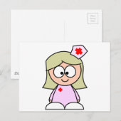 Cartoon Nurse Postkarte (Vorne/Hinten)