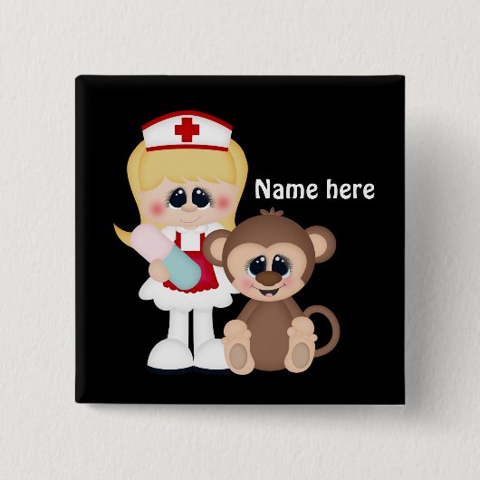 Cartoon Nurse Schaltfläche Namen hinzufügen Button (Vorderseite)