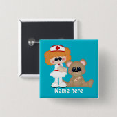 Cartoon Nurse Schaltfläche Namen hinzufügen Button (Vorne & Hinten)