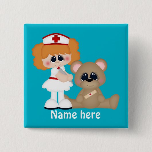 Cartoon Nurse Schaltfläche Namen hinzufügen Button (Vorderseite)