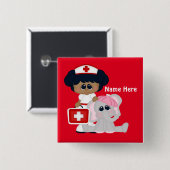 Cartoon Nurse Schaltfläche Namen hinzufügen Button (Vorne & Hinten)