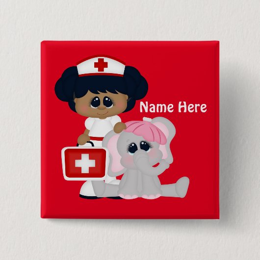 Cartoon Nurse Schaltfläche Namen hinzufügen Button (Vorderseite)