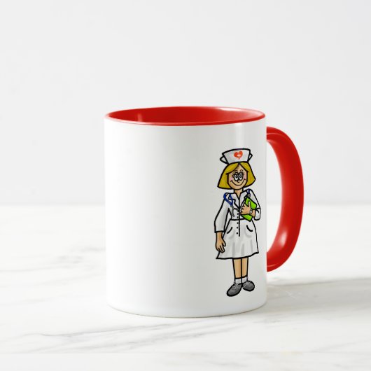 Cartoon Nurse Tasse (VorderseiteRechts)