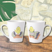 Cartoon Oaster Chick Latte Tasse