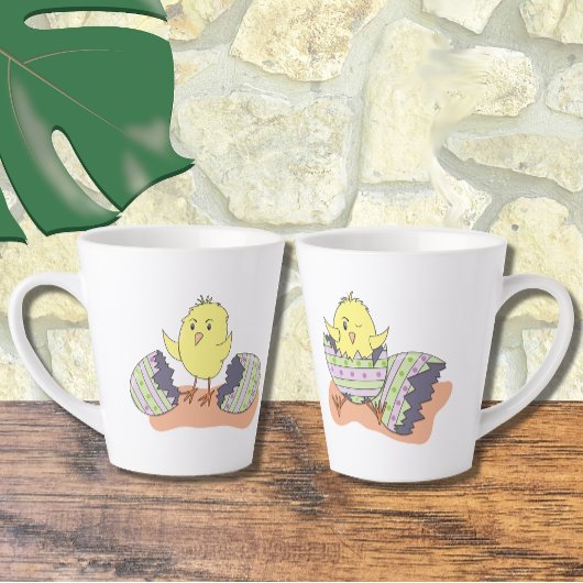 Cartoon Oaster Chick Latte Tasse