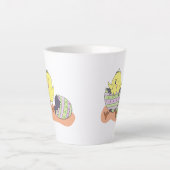 Cartoon Oaster Chick Latte Tasse (Vorderseite)