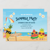 Cartoon-Obst im Sommer Einladung (Vorne/Hinten)