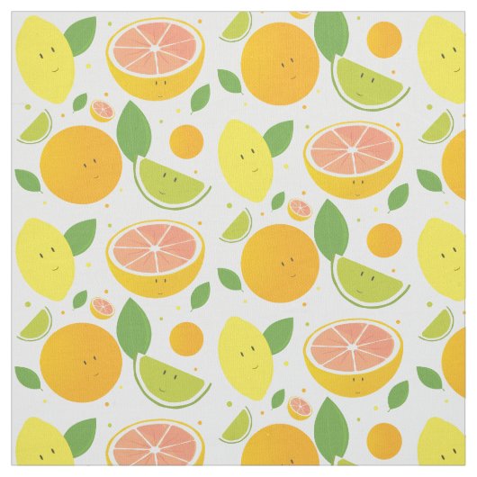 Cartoon Obstlemon Limon Grapefruit Orange Citrus Stoff (Muster)
