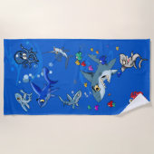 Cartoon Ocean Beach Handtuch (Vorderseite)