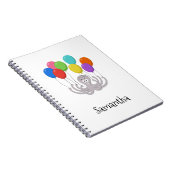 Cartoon Octopus Bunte Balloons für die Schule Notizblock (Rechte Seite)