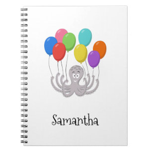 Cartoon Octopus farbenfrohe Ballons zurück zur Sc Notizblock