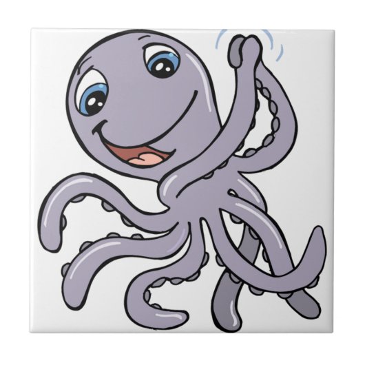 Cartoon Octopus Fliese (Vorderseite)