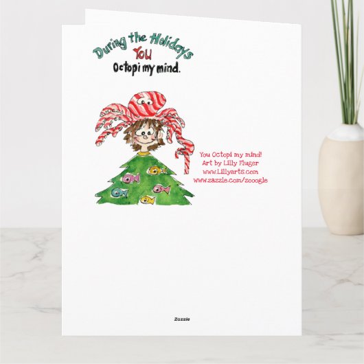 Cartoon Octopus Große Weihnachtskarte Karte (Rückseite)