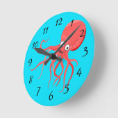 Cartoon Octopus Hintergrund Runde Wanduhr (Winkel)