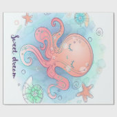 Cartoon Octopus | Niedlicher Kraken süßer Traum Geschenkpapier (Flach)