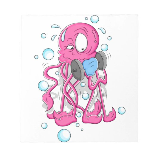 Cartoon Octopus Notizblock (Vorderseite)