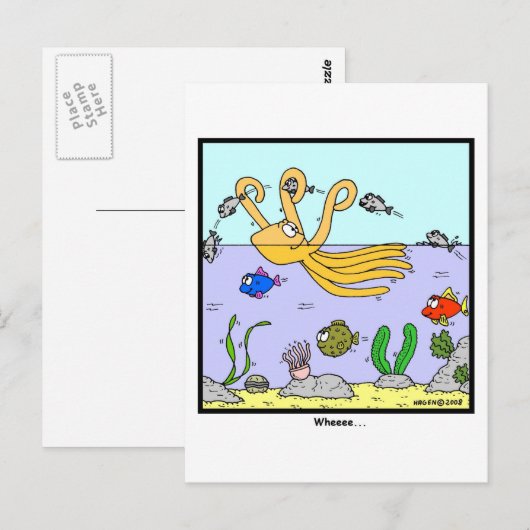 Cartoon Octopus Postkarte (Vorne/Hinten)