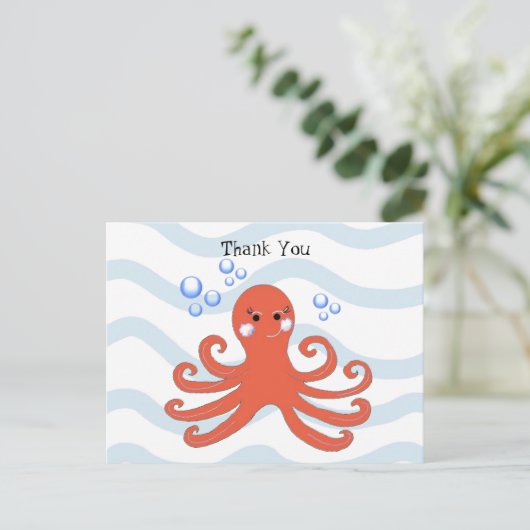 Cartoon Octopus Postkarte (Stehend Vorderseite)