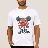 Cartoon Octopus Weightlift - Spiel stark T-Shirt (Vorderseite)