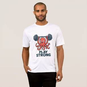Cartoon Octopus Weightlift - Spiel stark T-Shirt