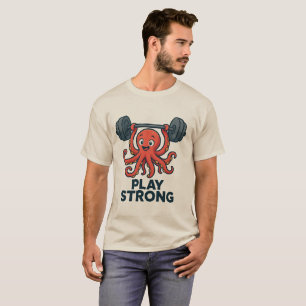 Cartoon Octopus Weightlift - Spiel stark T-Shirt