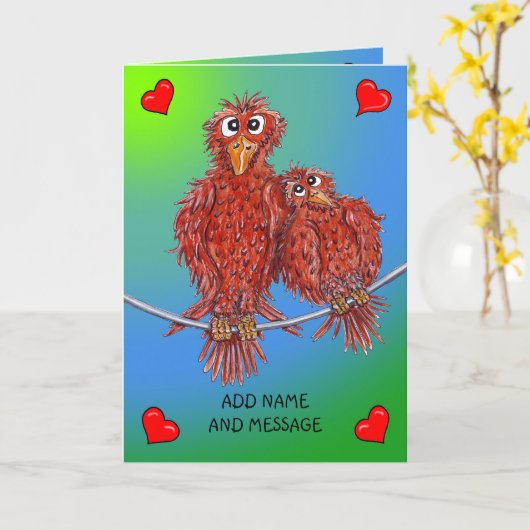 Cartoon of two birds karte (Gelbe Blume)