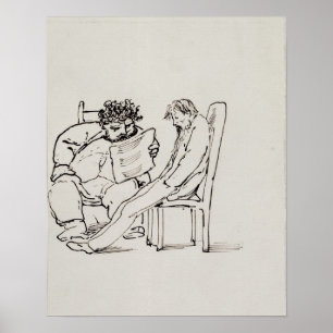 Cartoon of William Morris (1834-96) reading poetry Poster