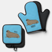 Cartoon Ofenhandschuh & Topflappen-Set (Vorderseite/Rückseite)