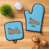 Cartoon Ofenhandschuh & Topflappen-Set (Oben Unten)