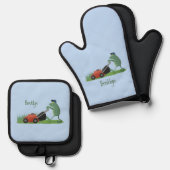 Cartoon Ofenhandschuh & Topflappen-Set (Vorderseite/Rückseite)
