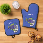 Cartoon Ofenhandschuh & Topflappen-Set (Oben Unten)
