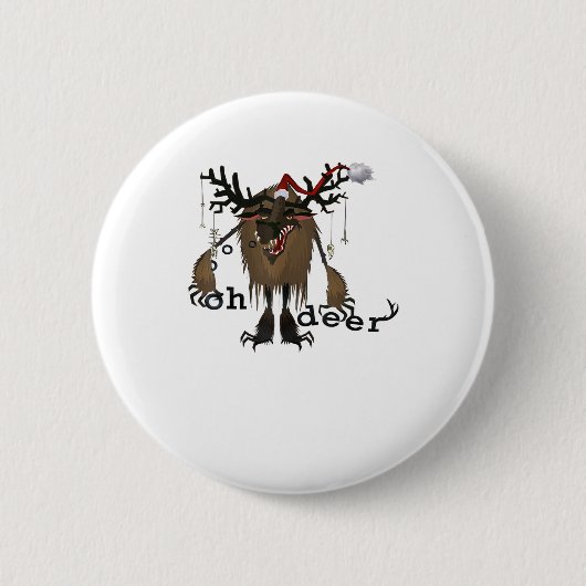 Cartoon Oh Deer Funny Reindeer Holiday Gamer Gift Button (Vorderseite)