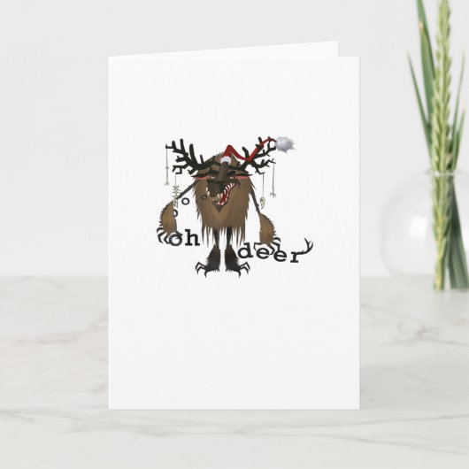 Cartoon Oh Deer Funny Reindeer Holiday Gamer Gift Karte (Vorderseite)