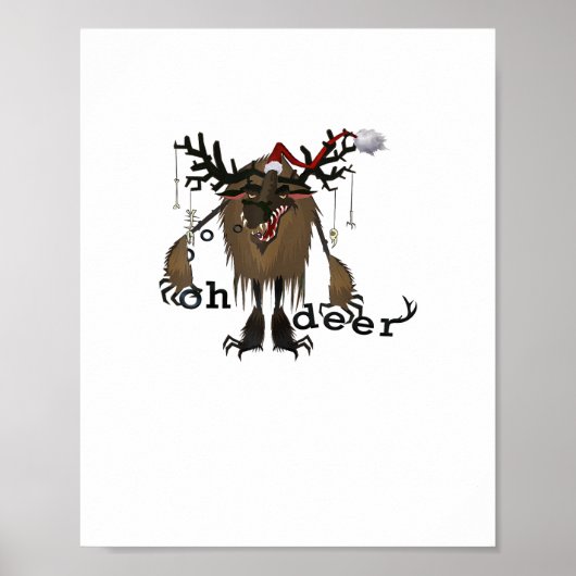 Cartoon Oh Deer Funny Reindeer Holiday Gamer Gift Poster (Vorne)