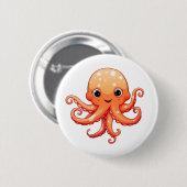 Cartoon-Oktopus-Abbildung Button (Vorne & Hinten)