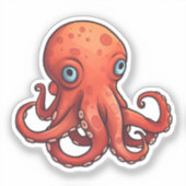 Cartoon-Oktopus Aufkleber (Vorderseite)