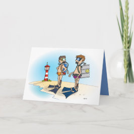 Cartoon; Op duikvakantie gaan. kaart Dankeskarte