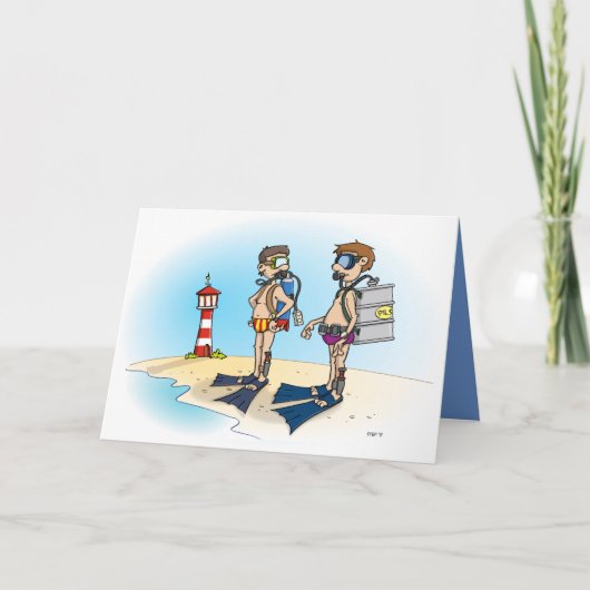 Cartoon; Op duikvakantie gaan. kaart Dankeskarte (Vorderseite)