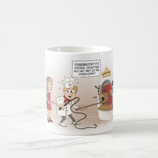 Cartoon; Opletten met tijgerbrood Kaffeetasse (Mittel)