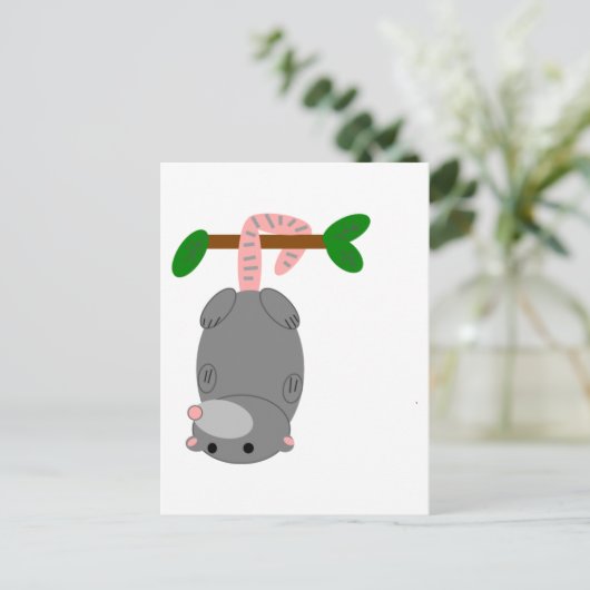 Cartoon Opossum/Possum-Änderung nach oben Nach unt Postkarte (Stehend Vorderseite)