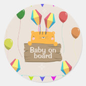 Cartoon Orange Cat Baby Shoounter Runder Aufkleber (Vorderseite)