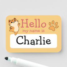 Cartoon Orange Cat, Paw Print, Custom, Yellow