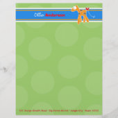 Cartoon Orange Giraffe Green Dots Kinderspass Briefkopf (Vorderseite)