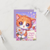 Cartoon Orange Kitten glücklich Muttertag Karte (Vorderseite/Rückseite Beispiel)