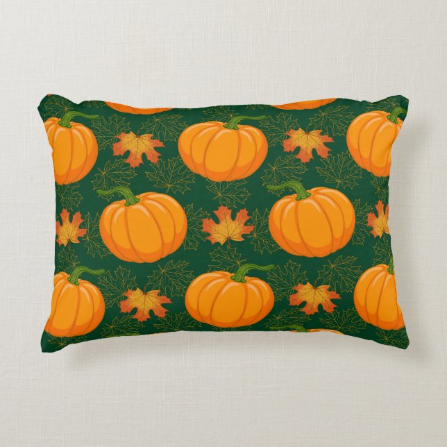 Cartoon Orange Pumpkin und Herbst Ahorn fallen le Dekokissen (Vorderseite)
