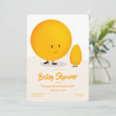 Cartoon Orange White Kumquat Fruit Baby Dusche Einladung (Stehend Vorderseite)