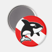 Cartoon Orca Dive Flag Magnet (Vorderseite/Rückseite)