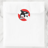 Cartoon Orca Dive Flag Runder Aufkleber (Tasche)