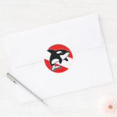 Cartoon Orca Dive Flag Runder Aufkleber (Umschlag)