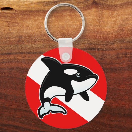 Cartoon Orca Dive Flag Schlüsselanhänger (Vorderseite)